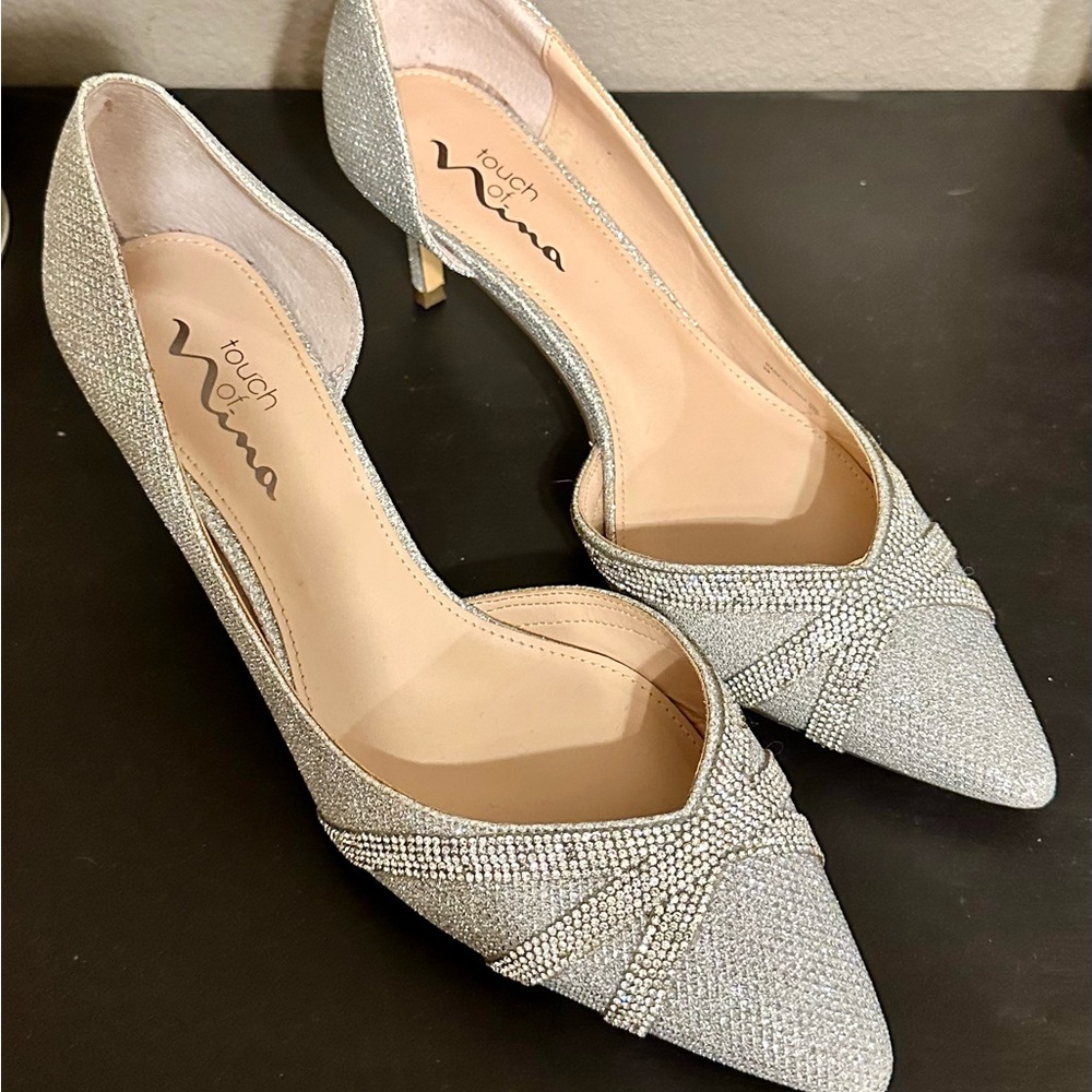 Touch of Nina Silver Women's Heels Shoes  - silver sparkle